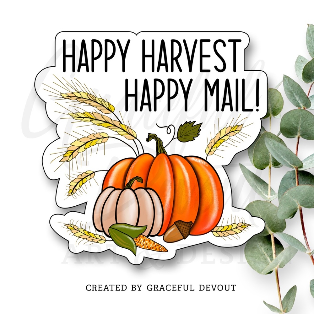 Happy Harvest Happy Mail!- 2" (inches) (48ct.) Stickers